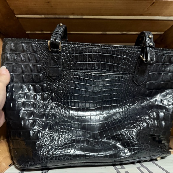 Brahmin Black Croc-Embossed Tote - Picture 2 of 8